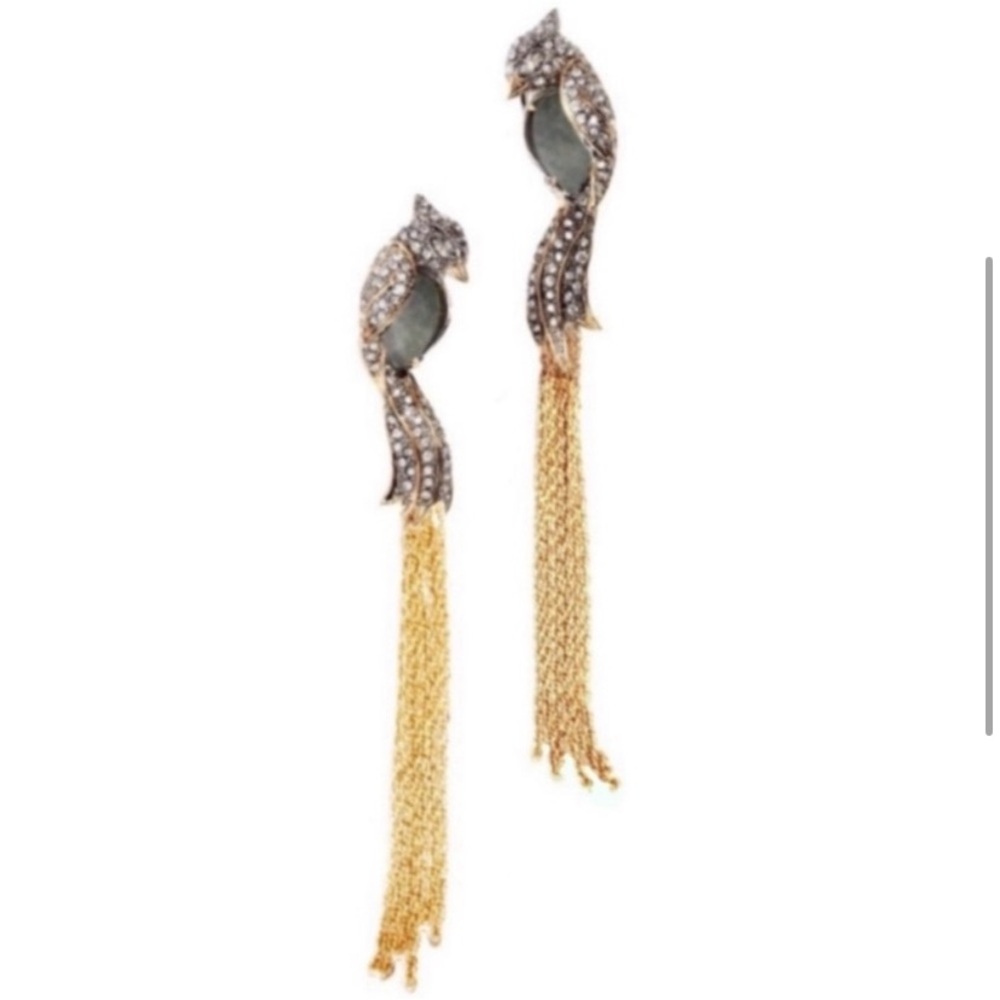 ALEXIS BITTAR • LoveBirds Crystal Labradorite Tassel Clip Earrings - Picture 4 of 7
